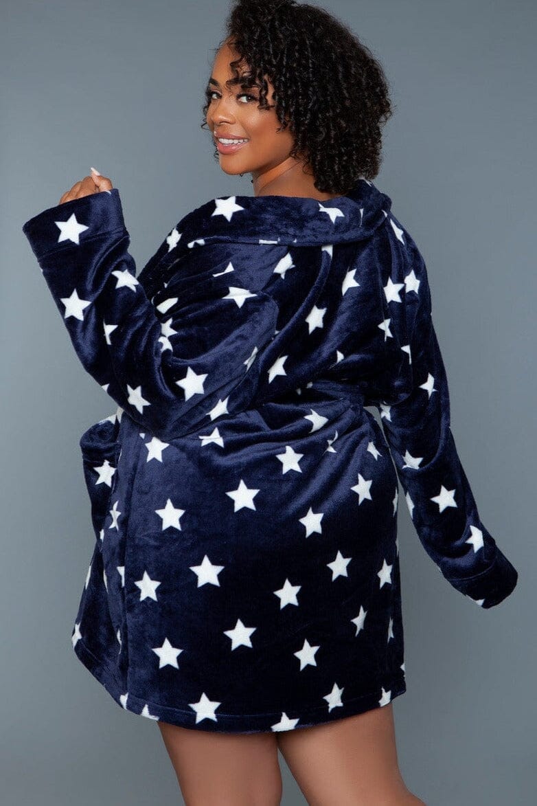 Mid-Length Velour Plush Robe-Gowns + Robes-BeWicked-SEXYSHOES.COM