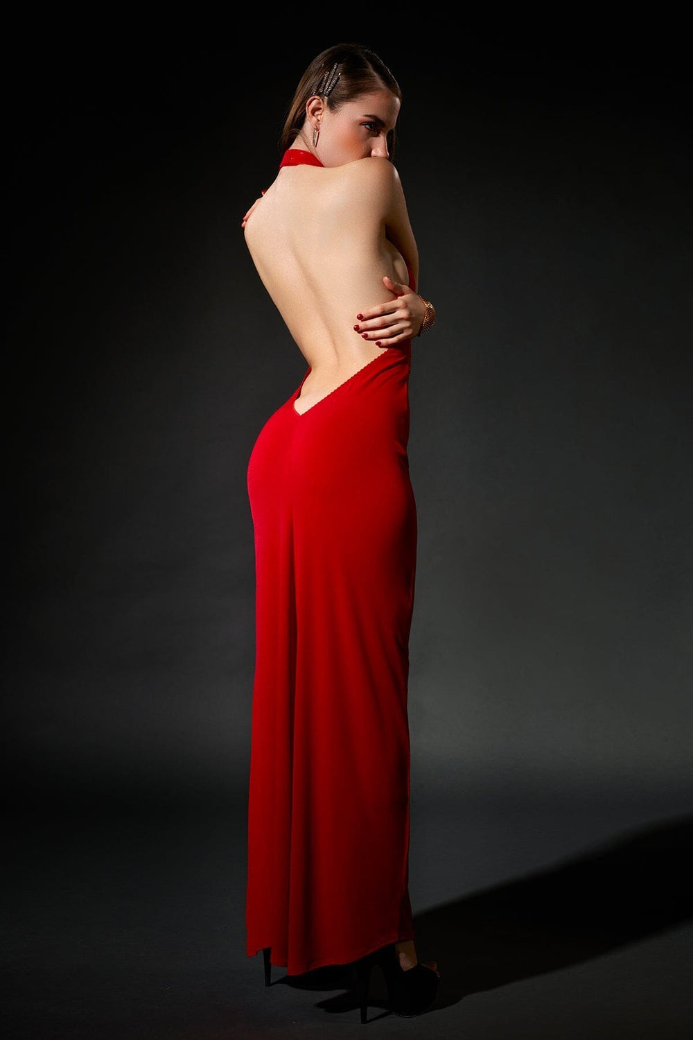 Mina Red Lycra Dress-Fetish Dresses-Les P'tites Folies-SEXYSHOES.COM