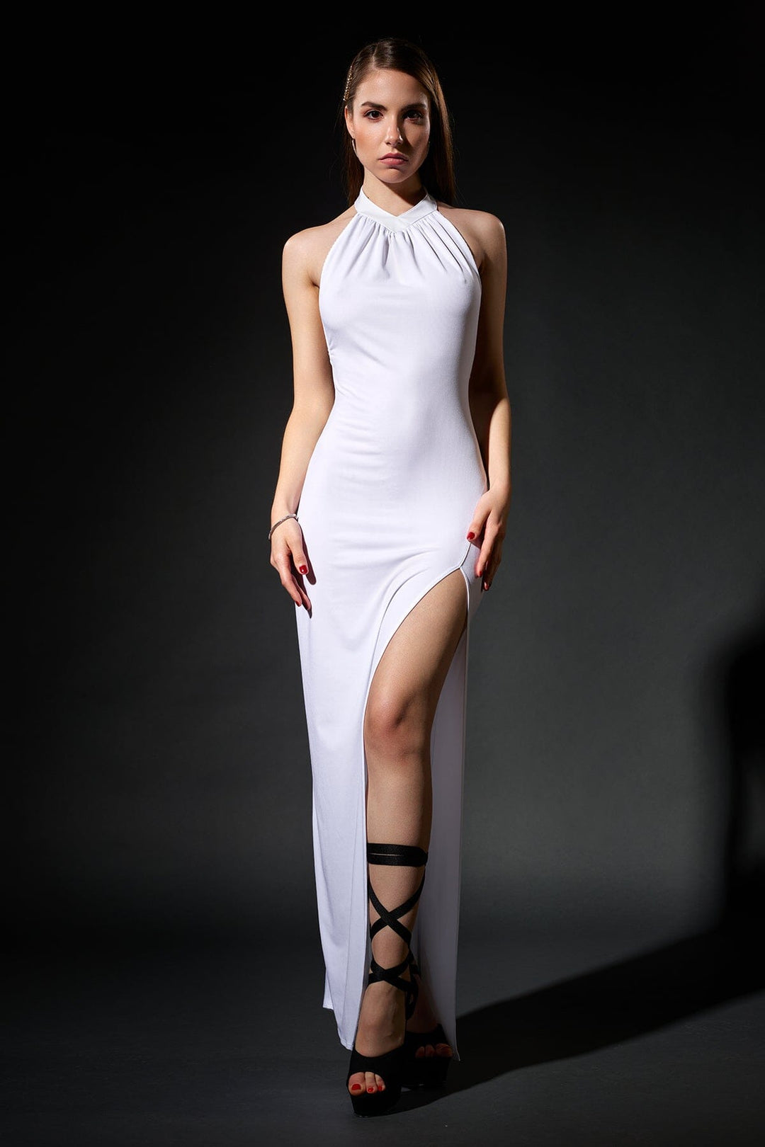 Mina White Lycra Dress-Fetish Dresses-Les P'tites Folies-White-XS-SEXYSHOES.COM