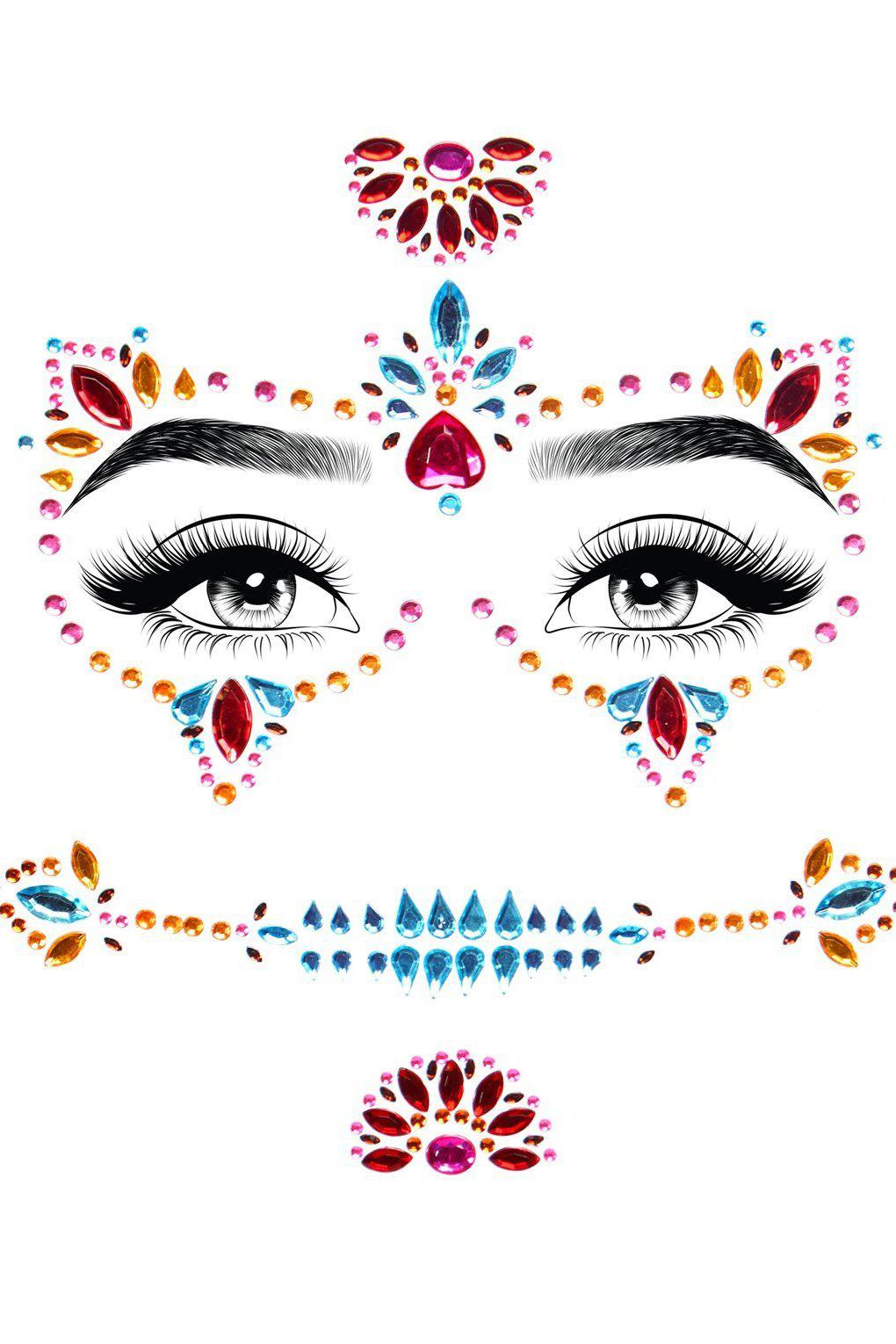 Leg Avenue Multi Color Adhesive Face Jewels in Multi  from SexyShoes.com