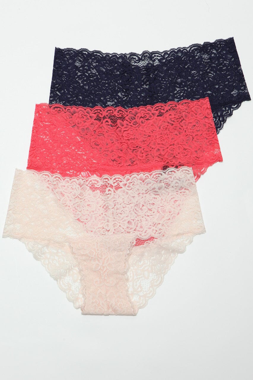 Multiple Low Rise Lace Panty Pack-Panties-BeWicked-Multi-S-SEXYSHOES.COM