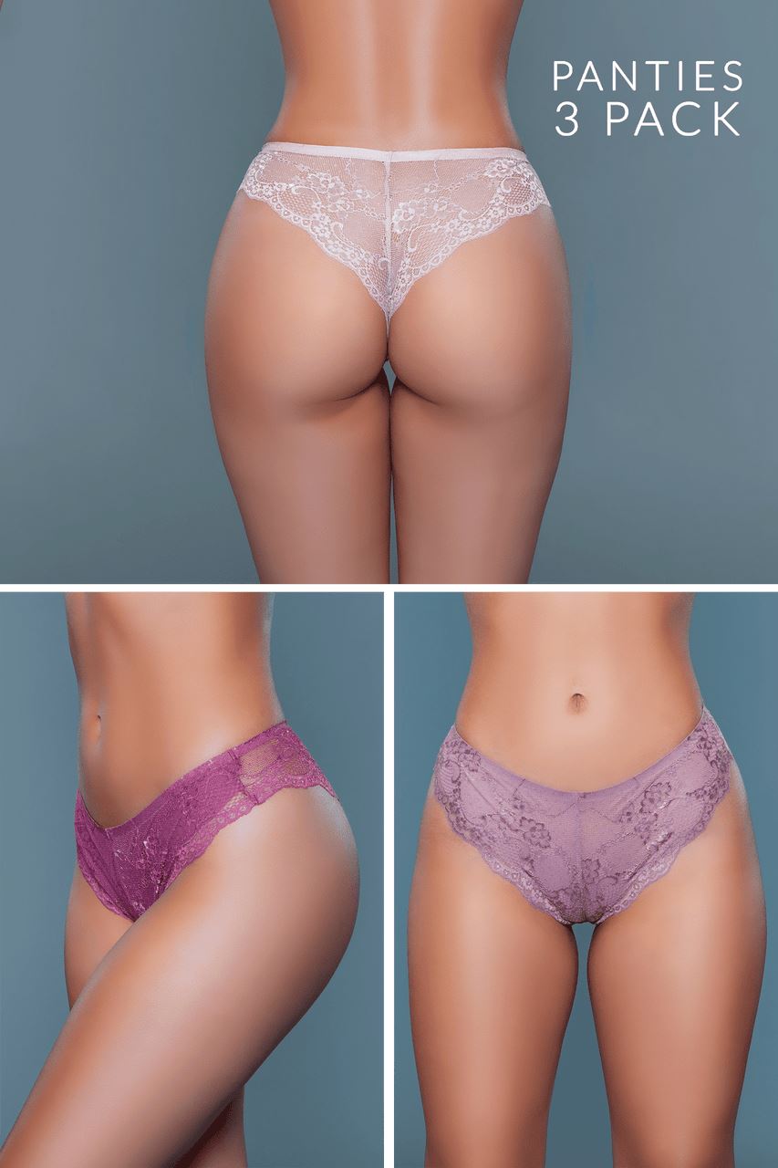 Multiple Low Rise Tanga Floral Panties-Strings + Thongs-BeWicked-Multi-S-SEXYSHOES.COM