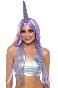 Leg Avenue Mystical Shimmer Unicorn Headband in Purple  from SexyShoes.com