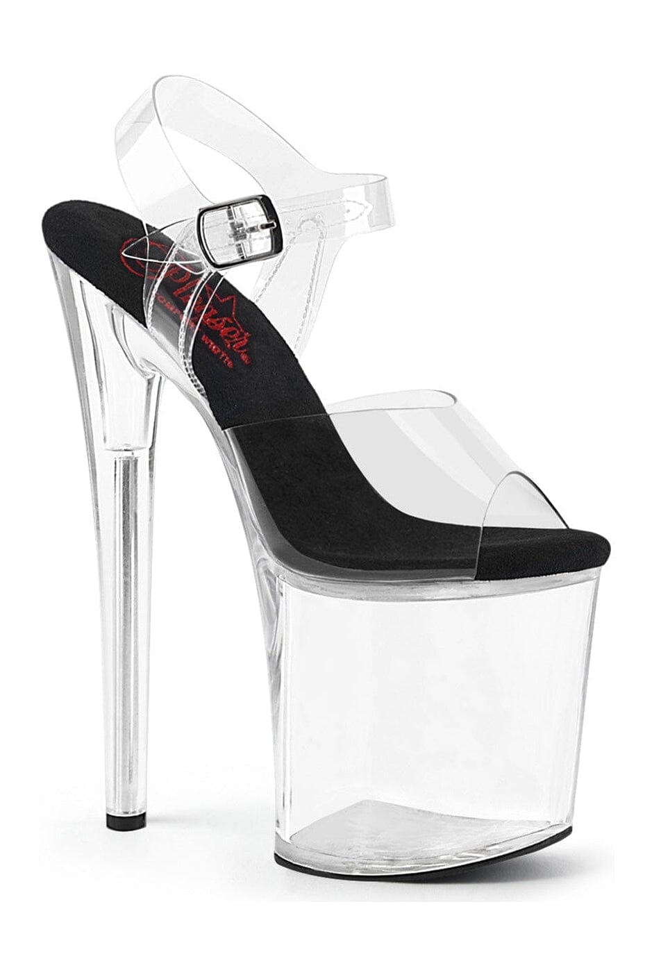 Pleaser NAUGHTY-808 Clear PVC Sandal in Clear PVC from SexyShoes.com