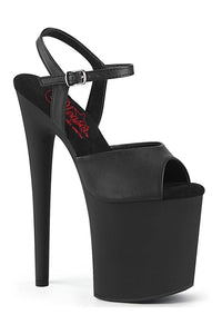 Pleaser NAUGHTY-809 Black Faux Leather Sandal in Black Faux Leather from SexyShoes.com