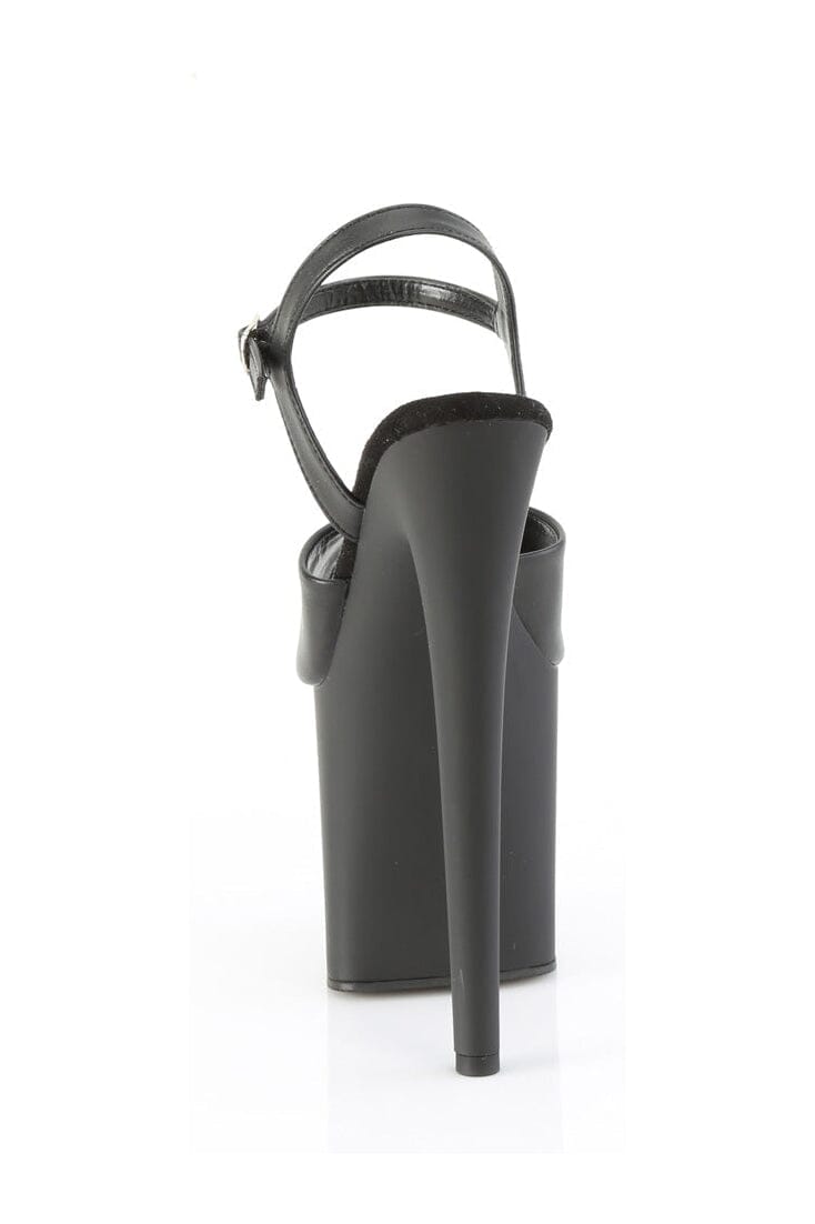 Pleaser NAUGHTY-809 Black Faux Leather Sandal in Black Faux Leather