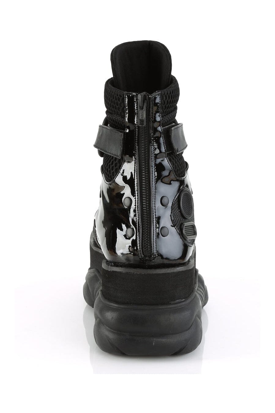 Demonia NEPTUNE-126 Black Vegan Leather Ankle Boot in Black Vegan Leather