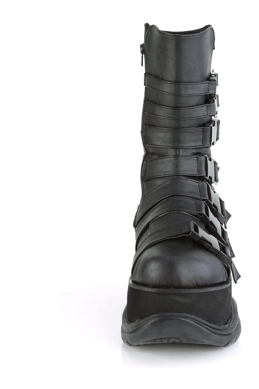 Demonia NEPTUNE-210 Black Vegan Leather Knee Boot in Black Vegan Leather