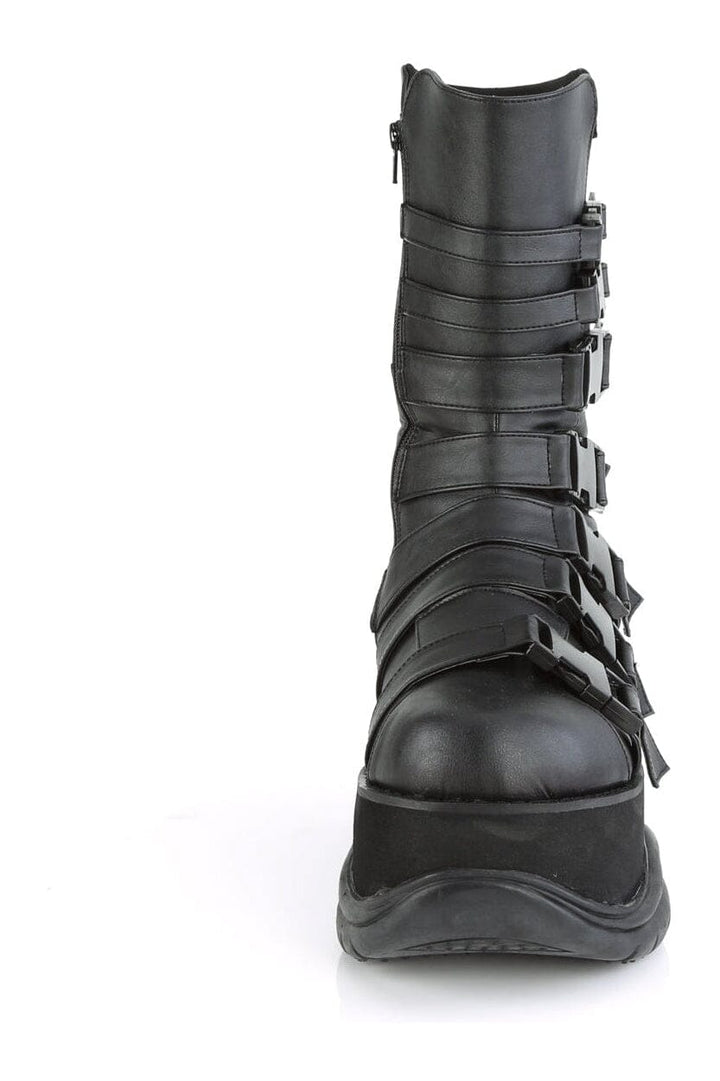 NEPTUNE-210 Black Vegan Leather Knee Boot-Knee Boots-Demonia-SEXYSHOES.COM