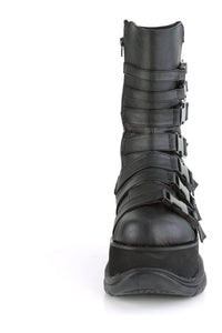 Demonia NEPTUNE-210 Black Vegan Leather Knee Boot in Black Vegan Leather