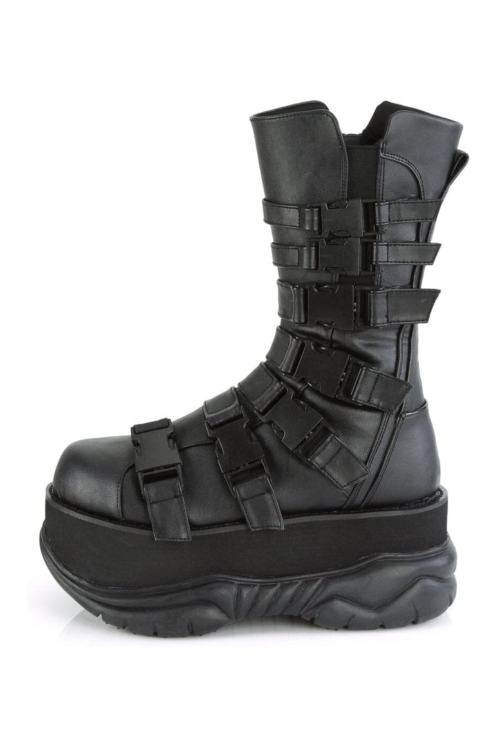 NEPTUNE-210 Black Vegan Leather Knee Boot-Knee Boots-Demonia-SEXYSHOES.COM
