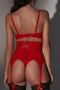 Patrice Catanzaro Nell Red Vinyl Fetish Garter Belt in Red 