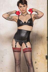 Patrice Catanzaro Nell Wetlook Garter Belts in Black 