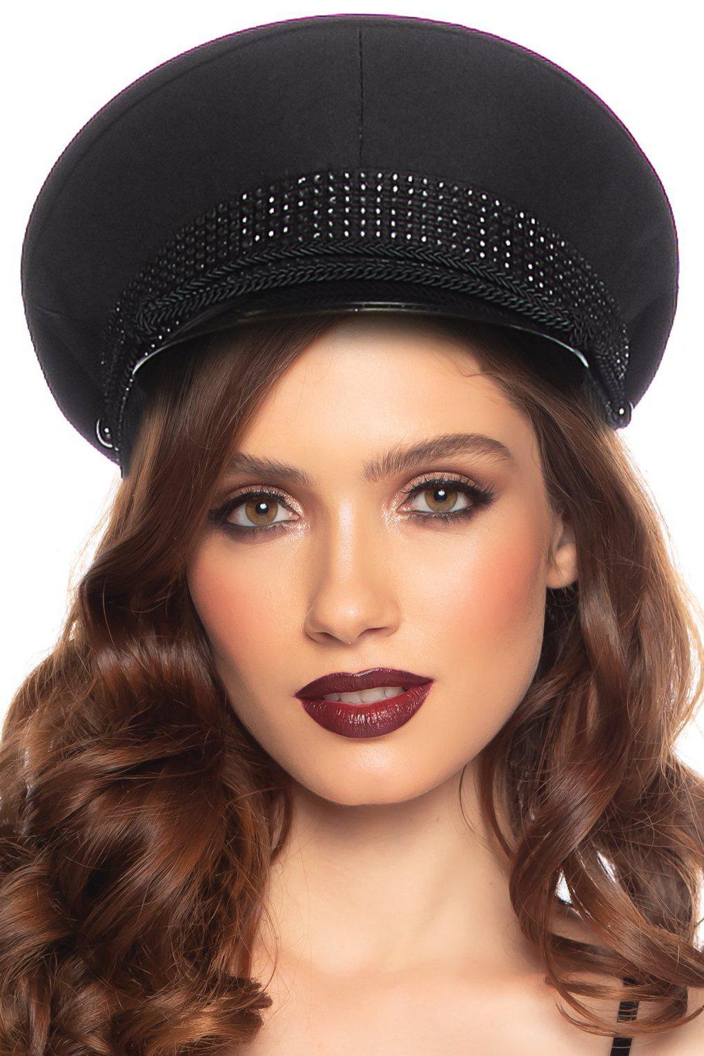 Leg Avenue Officer Hat in Black  from SexyShoes.com