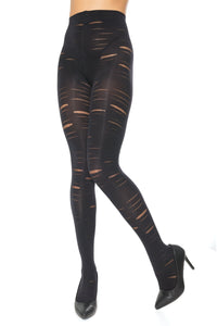 Coquette Opaque Slashed Pantyhose in Black  from SexyShoes.com