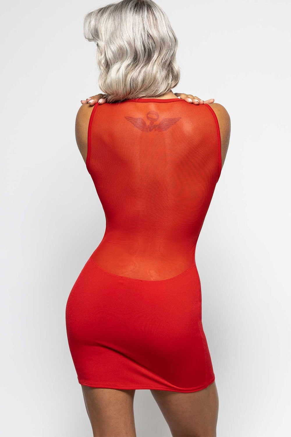 Ophelia Red Lycra Dress-Edgy Dresses-Les P'tites Folies-SEXYSHOES.COM