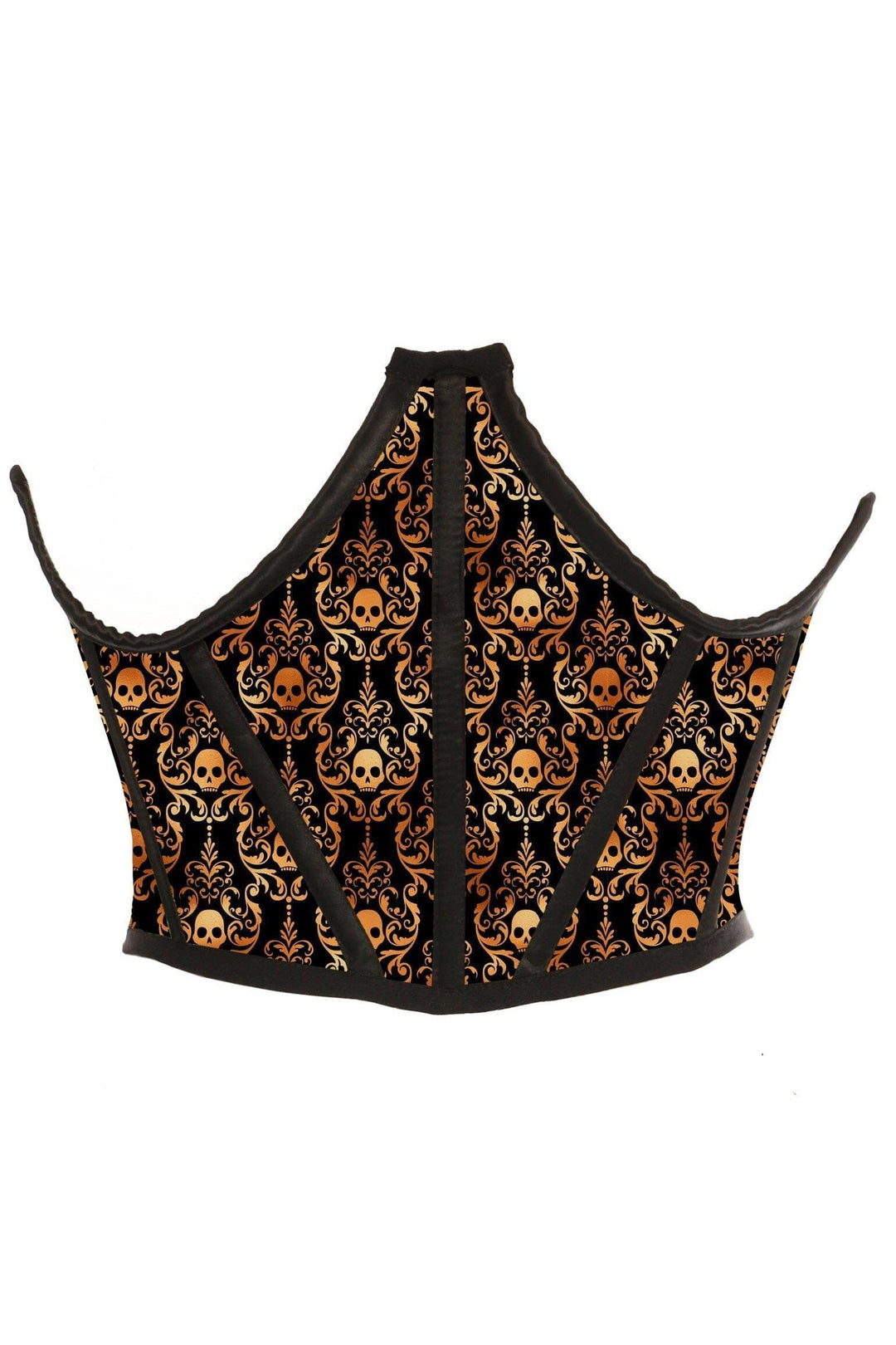 Orange & Black Skull Satin Open Cup Waist Cincher-Devil Costumes-Daisy Corsets-Orange-2X-SEXYSHOES.COM
