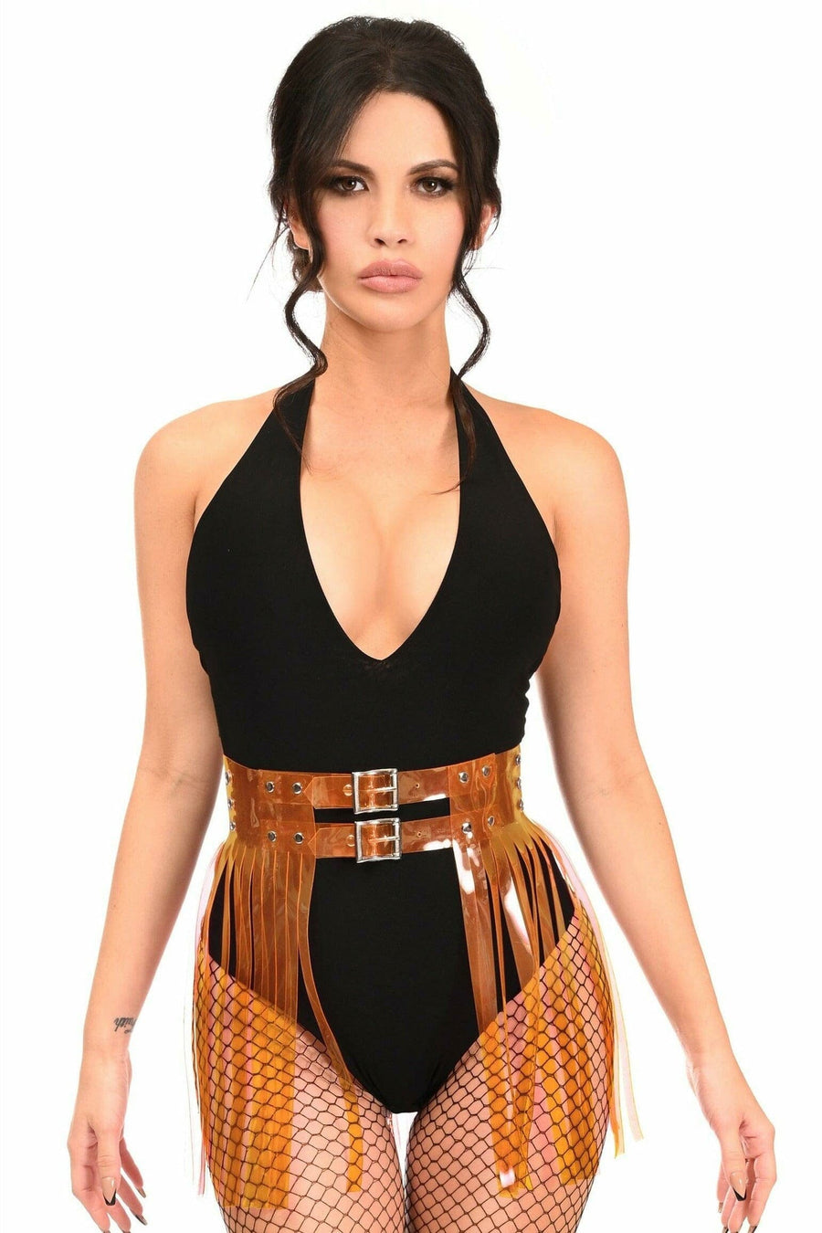 Daisy Corsets Orange Clear Fringe Skirt in Clear  from SexyShoes.com