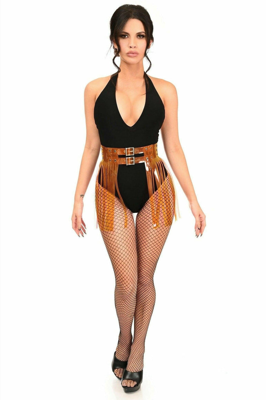 Daisy Corsets Orange Clear Fringe Skirt in Clear 