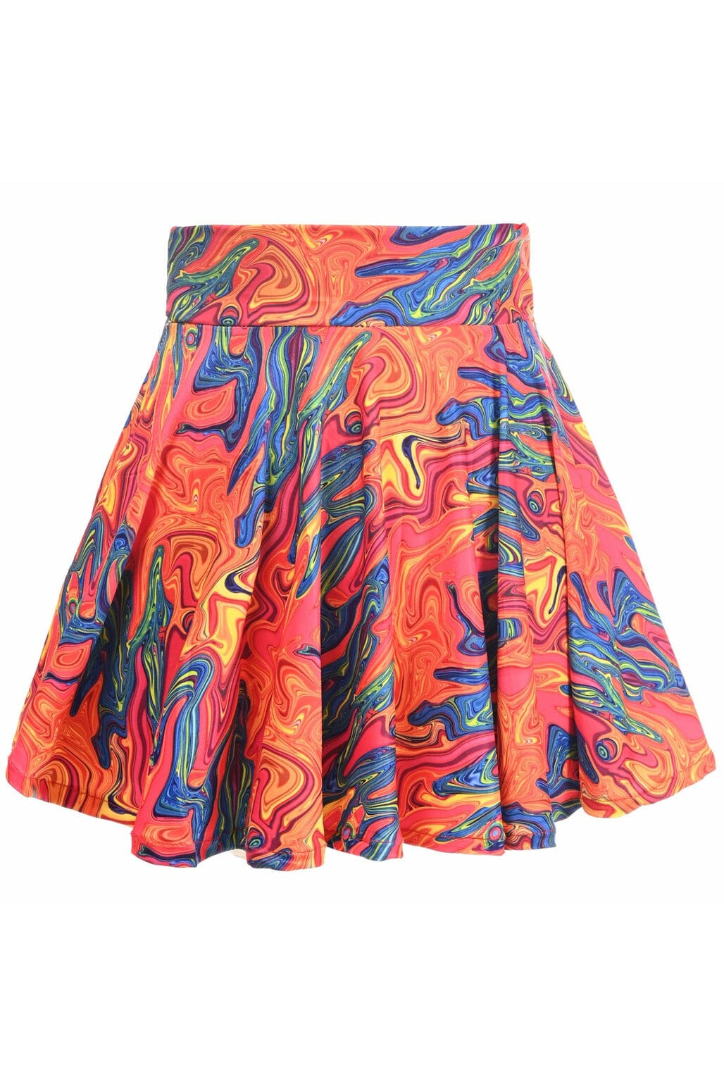 Orange Tie-Dye Stretch Lycra Skirt-Costume Skirts-Daisy Corsets-Orange-XS-SEXYSHOES.COM