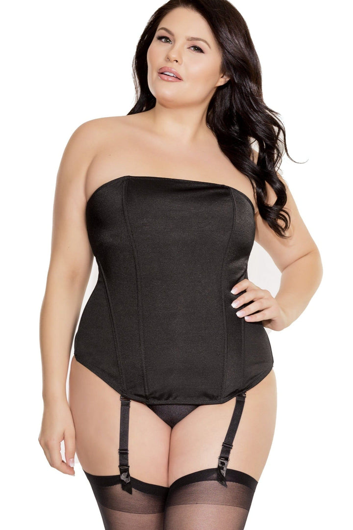 Overbust Corsets With Eye Closure | Plus Size-Overbust Corsets-Coquette-Black-1/2XL-SEXYSHOES.COM