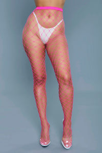 BeWicked Oversized Fishnet Pantyhose in Fuchsia  from SexyShoes.com