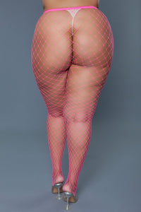 BeWicked Oversized Fishnet Pantyhose in Fuchsia 