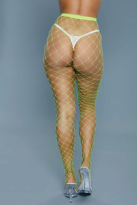 BeWicked Oversized Fishnet Pantyhose in Green 
