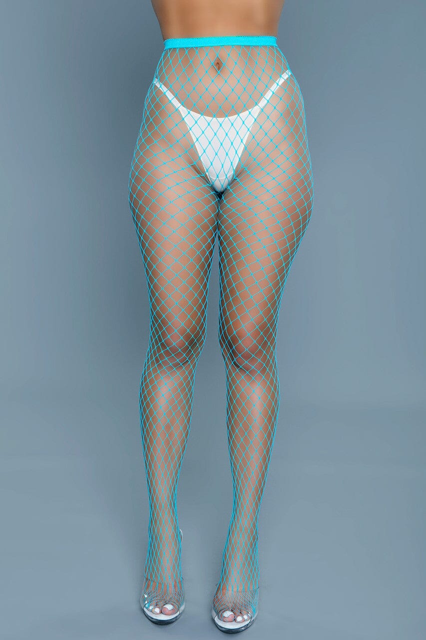 BeWicked Oversized Fishnet Pantyhose in Turquoise  from SexyShoes.com