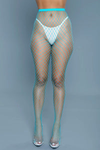 BeWicked Oversized Fishnet Pantyhose in Turquoise  from SexyShoes.com