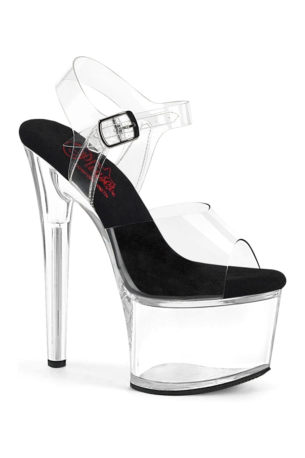 Pleaser PASSION-708 Clear Vinyl Sandal in Clear Vinyl from SexyShoes.com