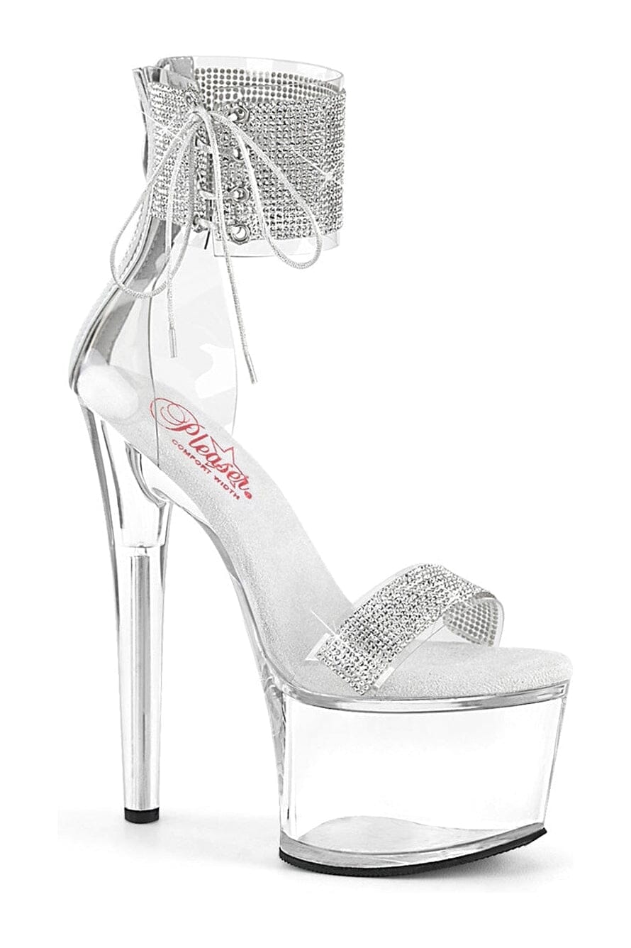 Pleaser PASSION-727RS Clear Vinyl Sandal in Clear Vinyl from SexyShoes.com
