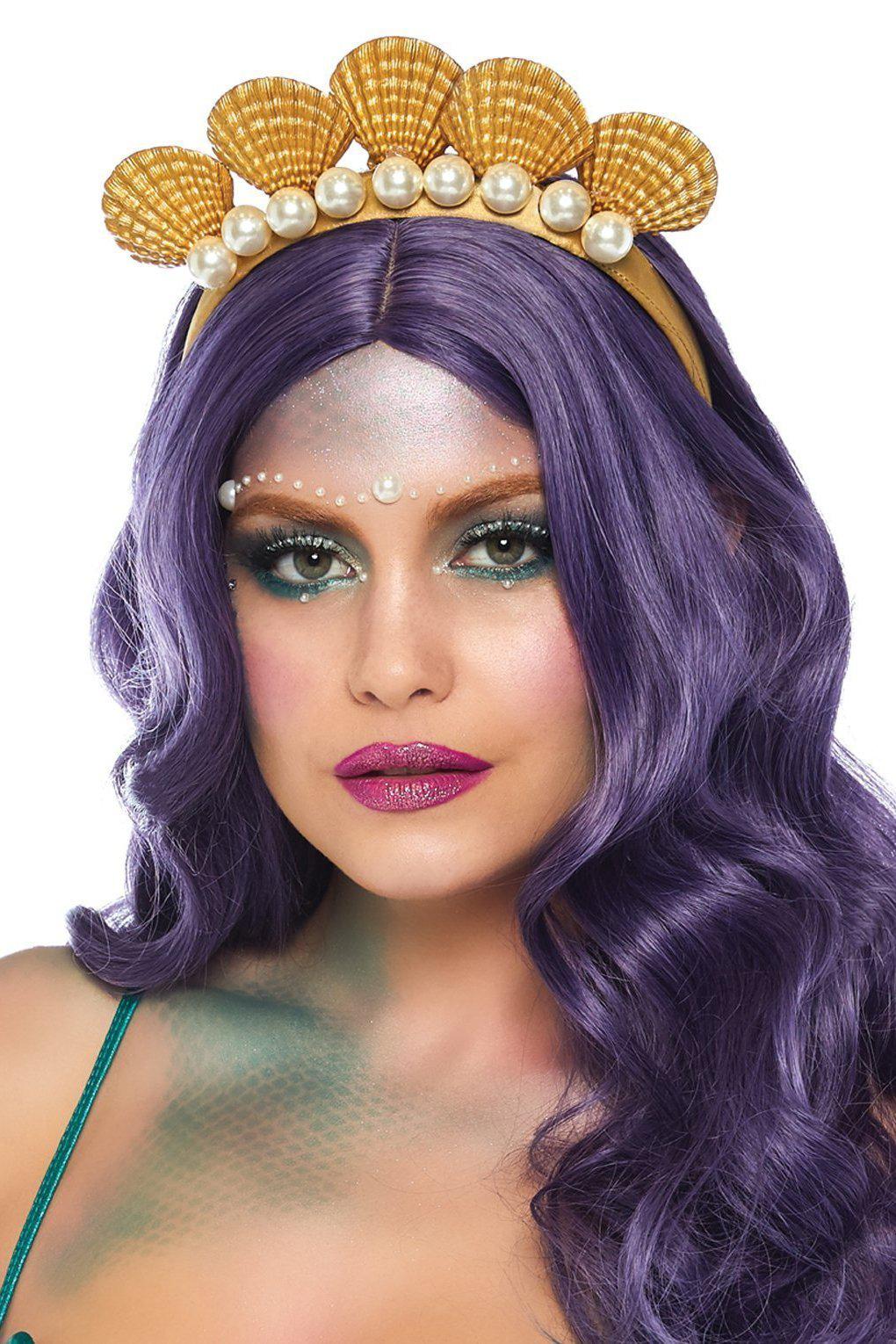 Pearl Shell Mermaid Headband-Costume Headwear-Leg Avenue-Gold-O/S-SEXYSHOES.COM