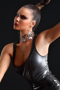 Patrice Catanzaro Reglisse Faux Leather Fetish Top in Black Wetlook