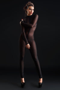 Patrice Catanzaro Sweety Fishnet Catsuit in Black Mesh