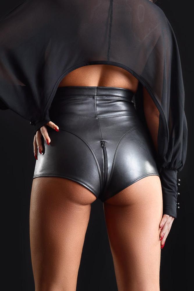Patrice Catanzaro Jenna Faux Leather Shorts Fetish Shorts in Black Faux Leather