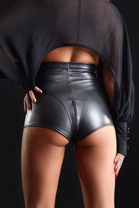 Patrice Catanzaro Jenna Faux Leather Shorts Fetish Shorts in Black Faux Leather