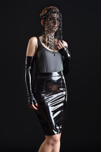 Patrice Catanzaro Katherine Vinyl Skirt Fetish Skirt in Black Vinyl from SexyShoes.com