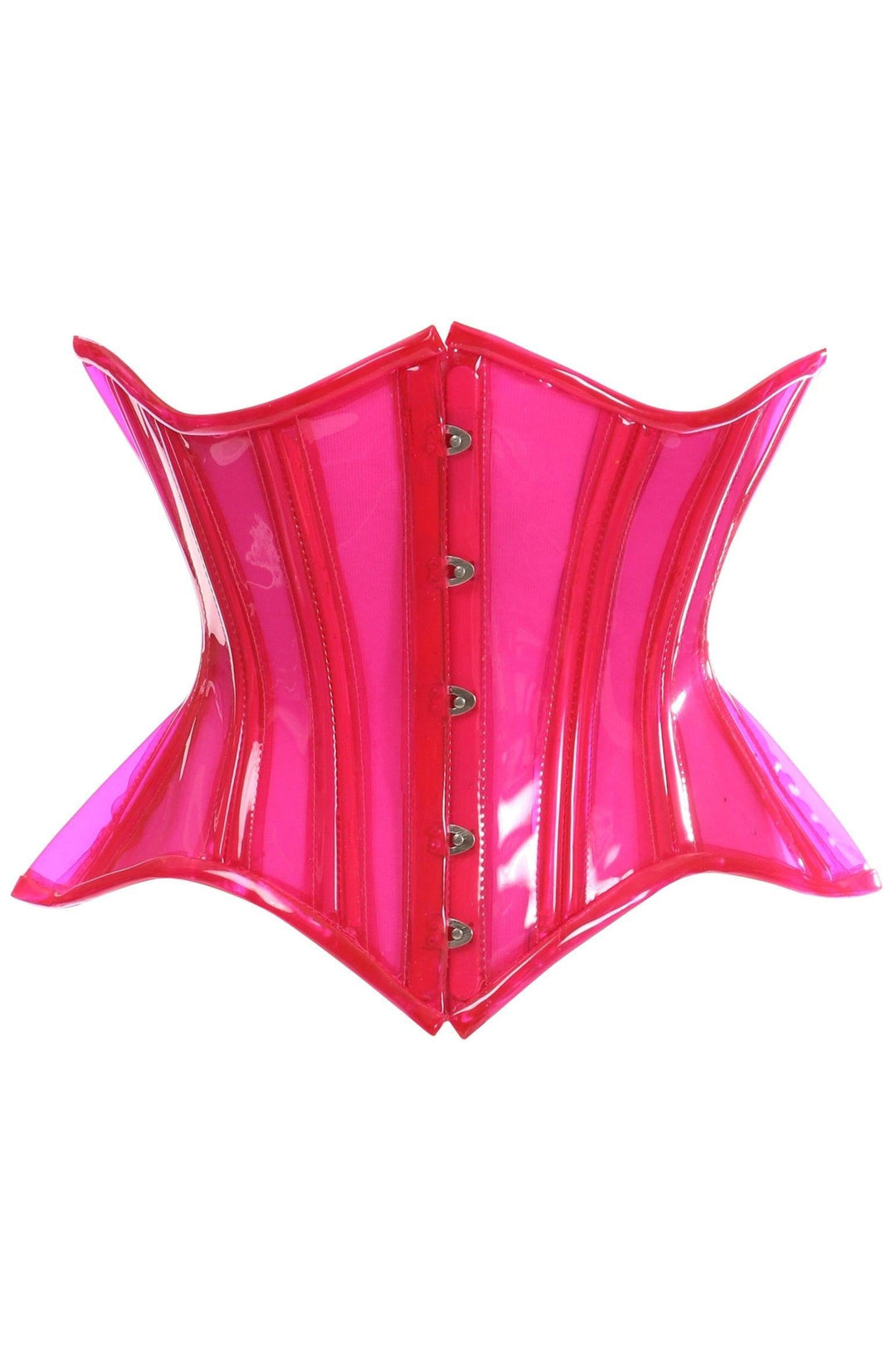 Pink Clear Curvy Underbust Waist Cincher Corset-Waist Cincher-Daisy Corsets-Pink-2X-SEXYSHOES.COM