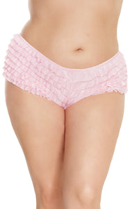 Pink Ruffle Shorts | Plus Size-Booty Shorts-Coquette-Pink-Q-SEXYSHOES.COM