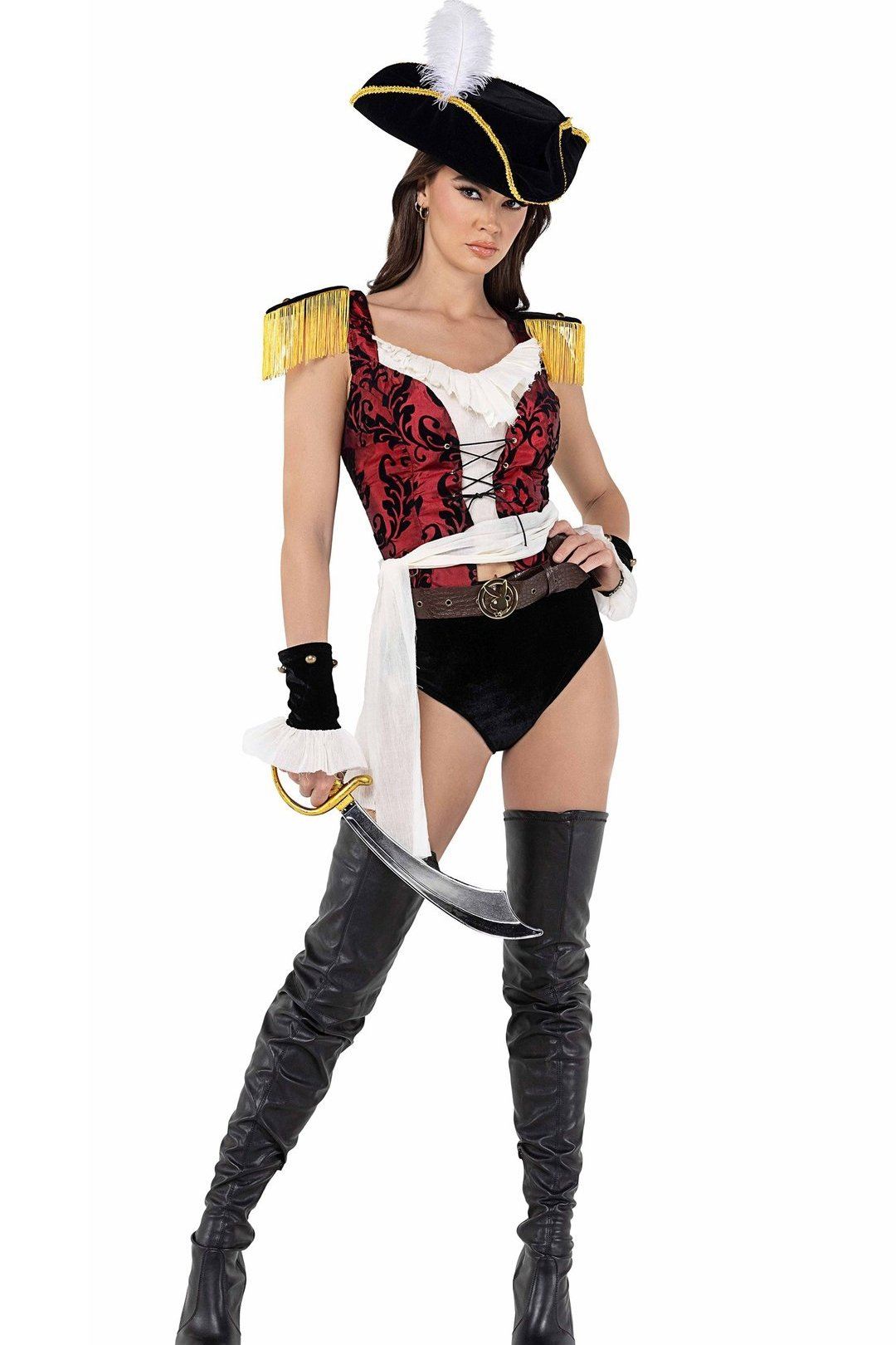 Roma Costumes Playboy High Sea Pirate Costume in Black 