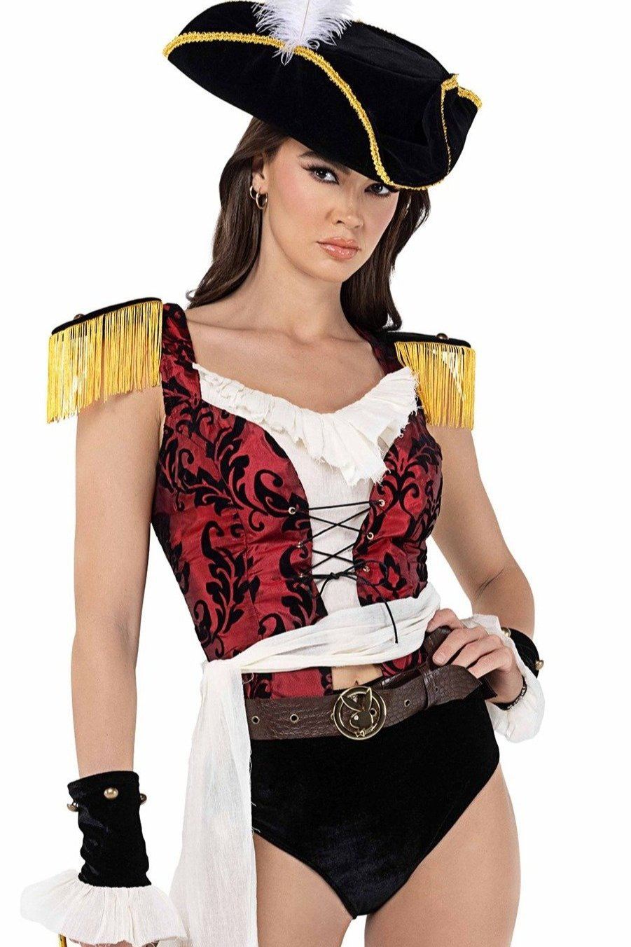 Roma Costumes Playboy High Sea Pirate Costume in Black  from SexyShoes.com
