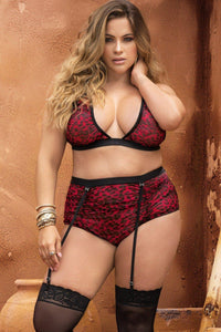 Mapale Plus Size Animal Print Bralette Set in Animal  from SexyShoes.com