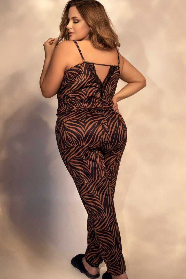 Plus Size Animal Print Jumpsuit-Sleepwear-Mapale-SEXYSHOES.COM