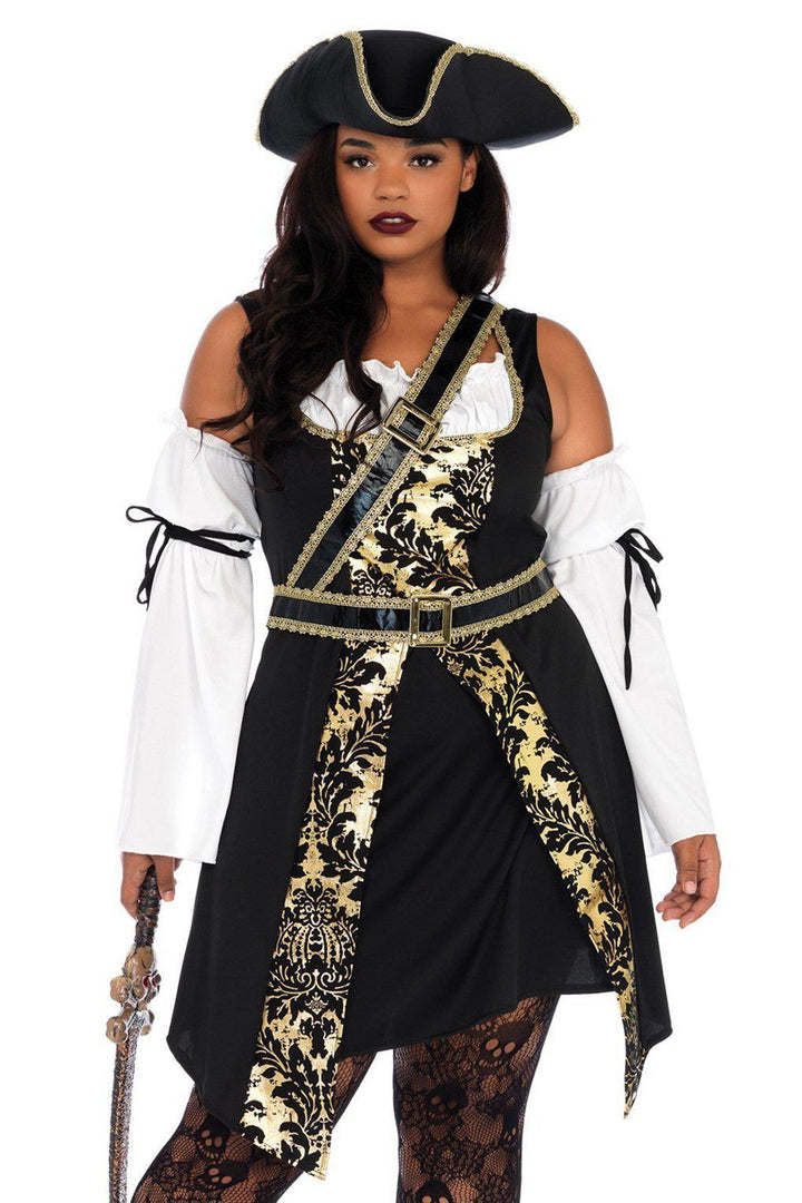 Plus Size Black Sea Buccaneer Costume-Pirate Costumes-Leg Avenue-Black-1/2XL-SEXYSHOES.COM