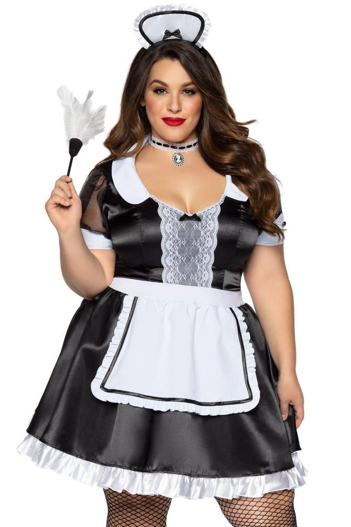 Plus Size Classic French Maid Costume-Maid Costumes-Leg Avenue-Black-1/2XL-SEXYSHOES.COM