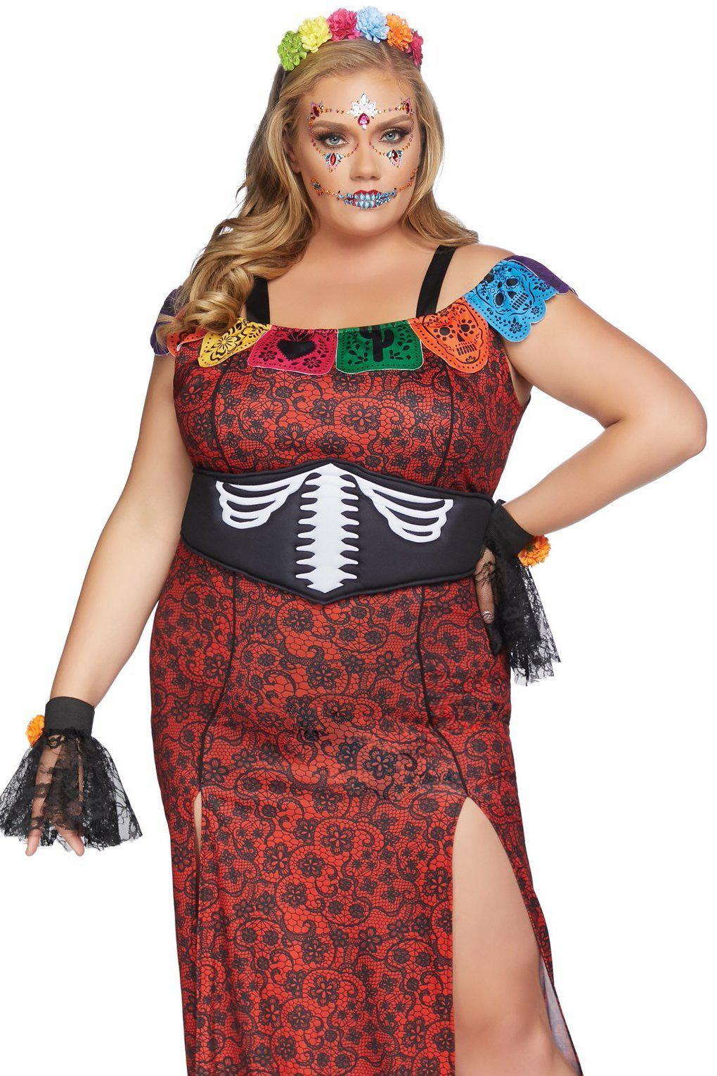 Leg Avenue Plus Size Day of the Dead Beauty Costume in Multi  from SexyShoes.com