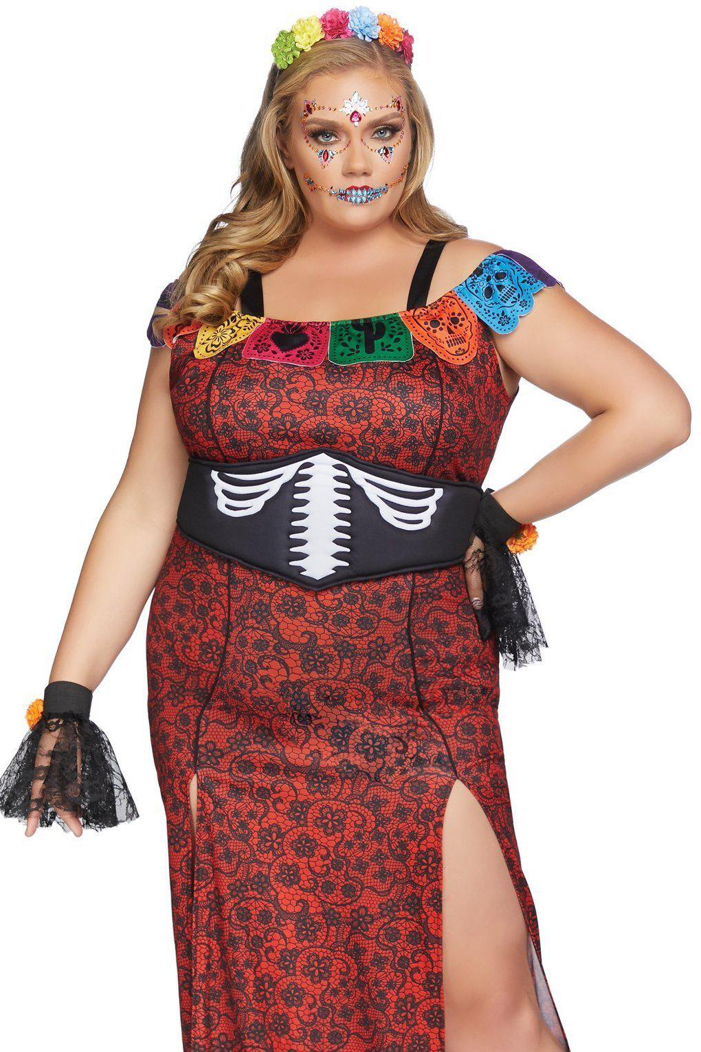 Plus Size Day of the Dead Beauty Costume-Other Costumes-Leg Avenue-Multi-1/2XL-SEXYSHOES.COM