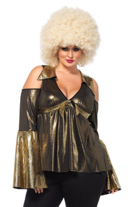 Leg Avenue Plus Size Disco Diva Babydoll Costume in Black  from SexyShoes.com