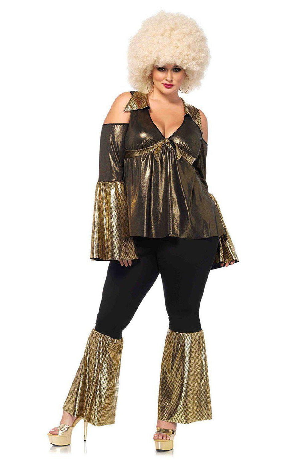 Leg Avenue Plus Size Disco Diva Babydoll Costume in Black 